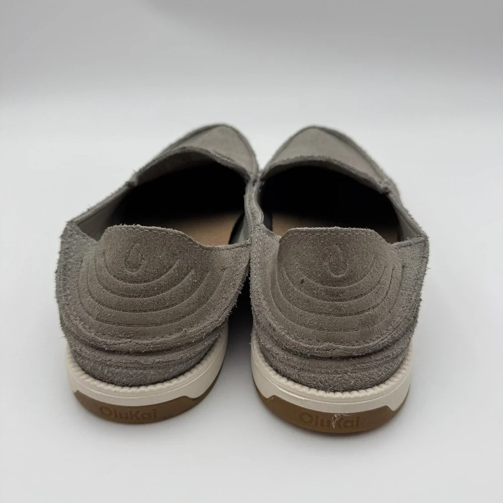 OluKai Kakaha Nia Mens Grey Suede Leather Slip On Loafers Shoes 10557-AUAU Sz 11